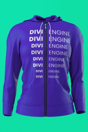 Purple Divi Engine Text Zipper Hoodie